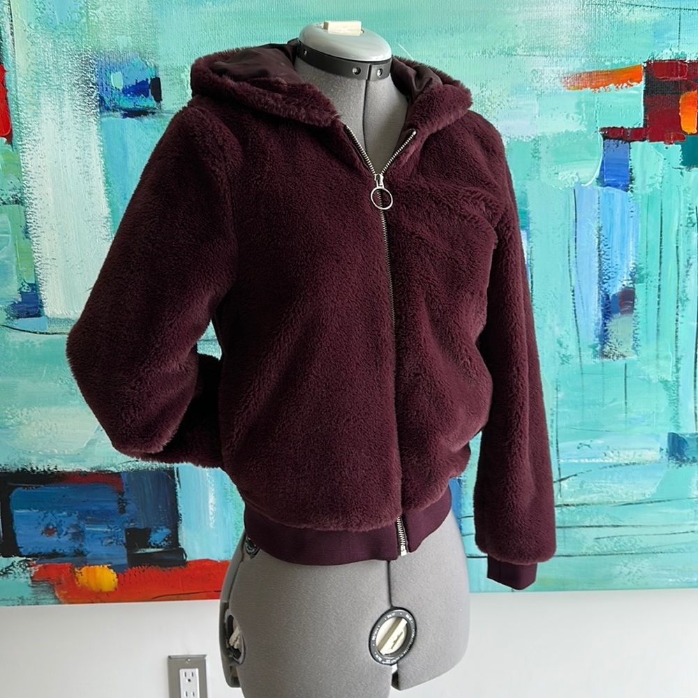 Say What burgundy Faux Fur Jacket